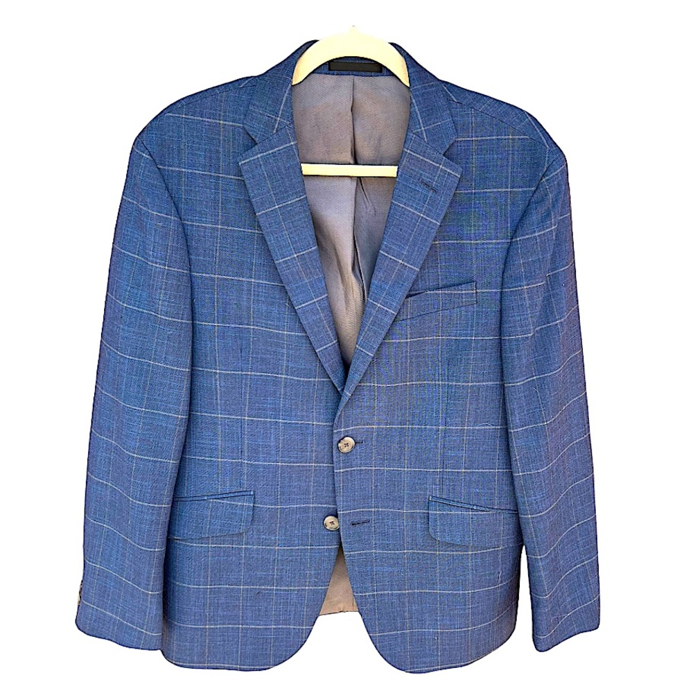 KENNETH COLE REACTION Men’s Modern Blue Blazer, Beautiful Fit & Fabric!